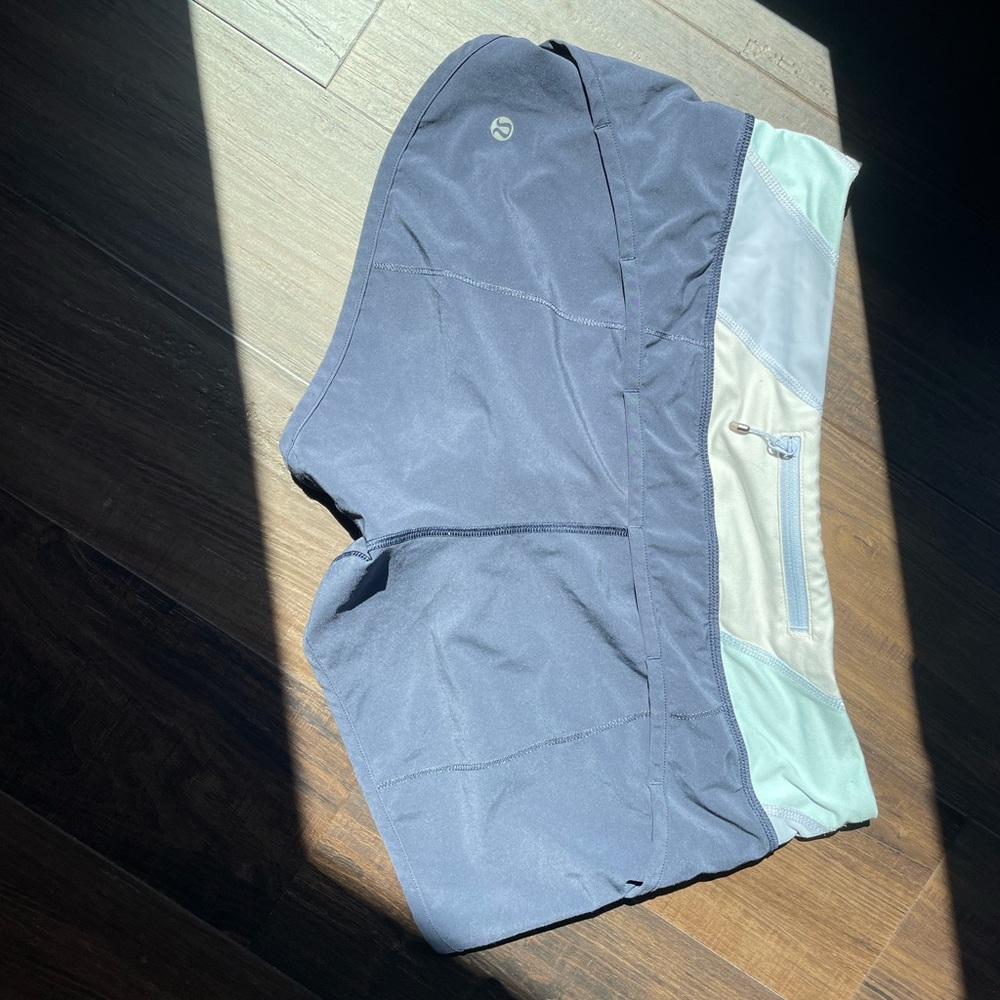 Lululemon navy blue running shorts.